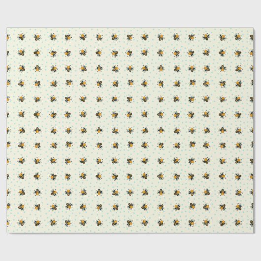 Polka Dot Honey Bees Antiek White Cadeaupapier (Vlak)