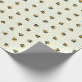 Polka Dot Honey Bees Antiek White Cadeaupapier (Hoek)