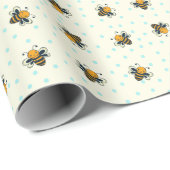 Polka Dot Honey Bees Antiek White Cadeaupapier (Rol Hoek)