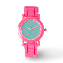 Polka Dot Horloge (Aqua & Roze)