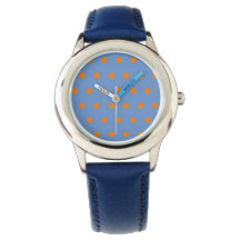Polka dot horloge (denim blauw & Sinaasappel)