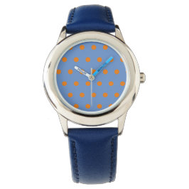Polka dot horloge (denim blauw & Sinaasappel)