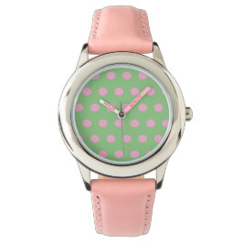 Polka Dot Horloge (Sage Green & Pastel Pink)