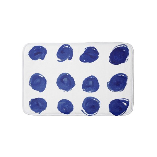 Polka dot, indigo blauwe waterverf. badmat (Voorkant)