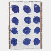 Polka dot, indigo blauwe waterverf. deken (Voorkant Verticaal)