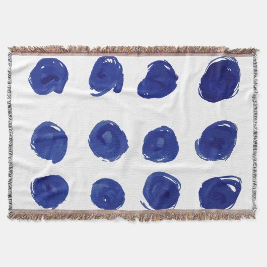 Polka dot, indigo blauwe waterverf. deken (Voorkant)