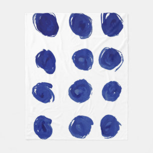 Polka dot, indigo blauwe waterverf. fleece deken