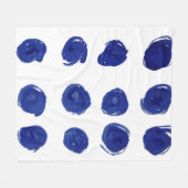 Polka dot, indigo blauwe waterverf. fleece deken (Voorkant (Horizontaal))