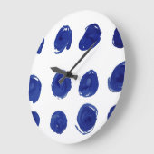 Polka dot, indigo blauwe waterverf. grote klok (Hoek)