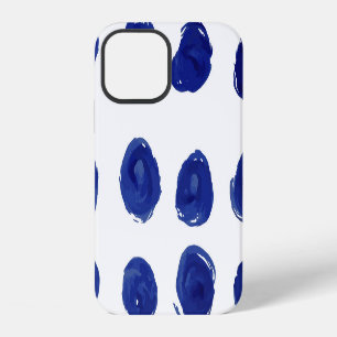 Polka dot, indigo blauwe waterverf. iPhone 12 hoesje