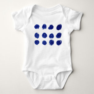 Polka dot, indigo blauwe waterverf. romper
