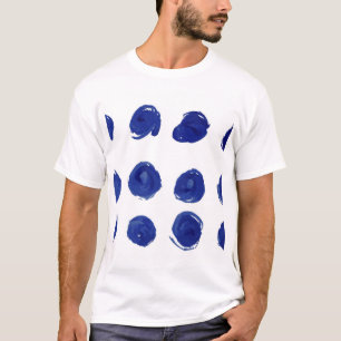 Polka dot, indigo blauwe waterverf. t-shirt