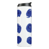 Polka dot, indigo blauwe waterverf. thermosbeker (Gedraaid links)