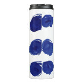 Polka dot, indigo blauwe waterverf. thermosbeker (Achterkant)