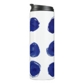 Polka dot, indigo blauwe waterverf. thermosbeker (Geroteerd rechts)