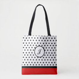 Polka dot initiaal canvas tas