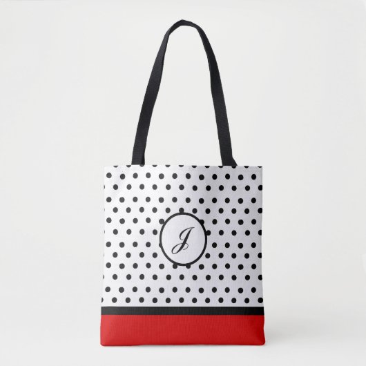 Polka dot initiaal canvas tas (Voorkant)