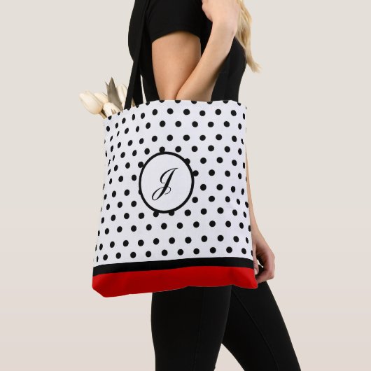 Polka dot initiaal canvas tas (Dichtbij)