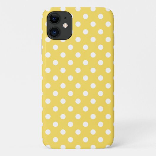 Polka Dot iPhone, Plus & Pro hoesje in Lemon Yello (Achterkant)