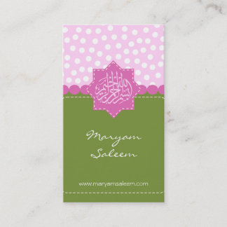Polka dot Islam Bismillah groene roze Arabisch Visitekaartje