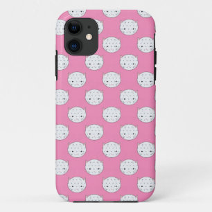 Polka Dot Kat Roze en White Cat Face Pattern iPhone 11 Hoesje