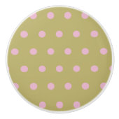 Polka Dot Keramische Knop (Goud & Pastel Roze) (Voorkant)