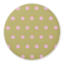 Polka Dot Keramische Knop (Goud & Pastel Roze)