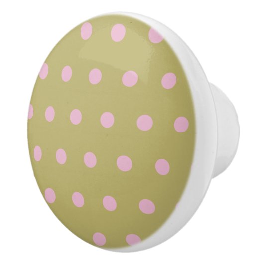 Polka Dot Keramische Knop (Goud & Pastel Roze) (Rechts)