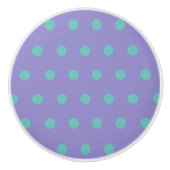 Polka Dot Keramische Knop (Lavendel & Aqua) (Voorkant)
