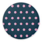 Polka Dot Keramische Knop (Midnight Blue & Soft Pi (Voorkant)