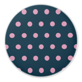 Polka Dot Keramische Knop (Midnight Blue & Soft Pi