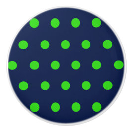 Polka Dot Keramische Knop (Navy Blue & Lime Green)
