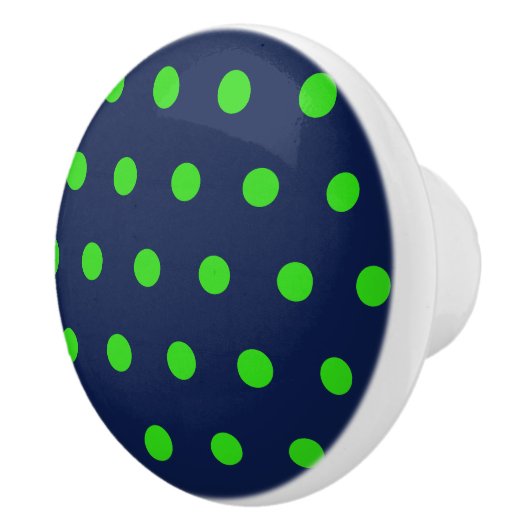 Polka Dot Keramische Knop (Navy Blue & Lime Green) (Rechts)