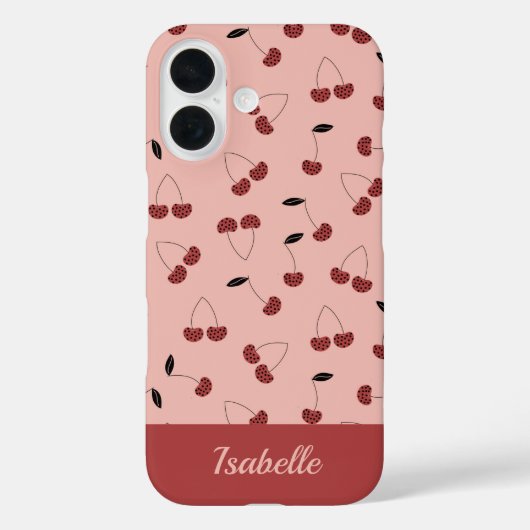 Polka dot kersen fruit patroon met aangepaste naam Case-Mate iPhone case (Achterkant)
