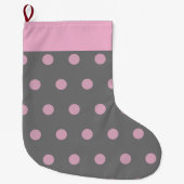 Polka Dot Kerstkous (donkergrijs & roze) Grote Kerstsok (Voorkant)