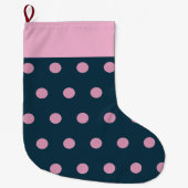 Polka Dot Kerstkous (Midnight Blue & Roze Grote Kerstsok (Voorkant)
