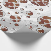 Polka Dot Koe Brown and White Print Cadeaupapier (Hoek)