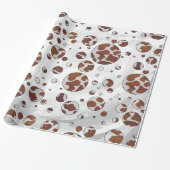 Polka Dot Koe Brown and White Print Cadeaupapier (Uitgerold)