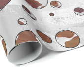 Polka Dot Koe Brown and White Print Cadeaupapier (Rol Hoek)