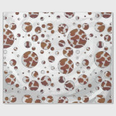 Polka Dot Koe Brown and White Print Cadeaupapier (Vlak)