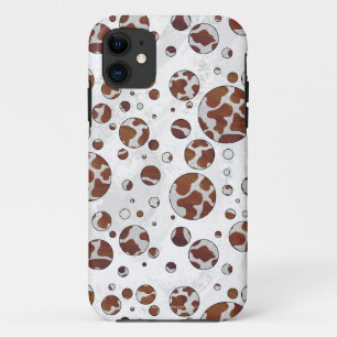 Polka Dot Koe Brown and White Print iPhone 11 Hoesje