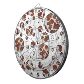 Polka Dot Koe Brown and White Print Dartbord (Voorkant Rechts)