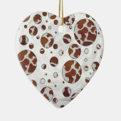 Polka Dot Koe Brown and White Print Keramisch Ornament (Rechts)