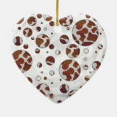 Polka Dot Koe Brown and White Print Keramisch Ornament (Achterkant)