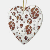 Polka Dot Koe Brown and White Print Keramisch Ornament (Links)