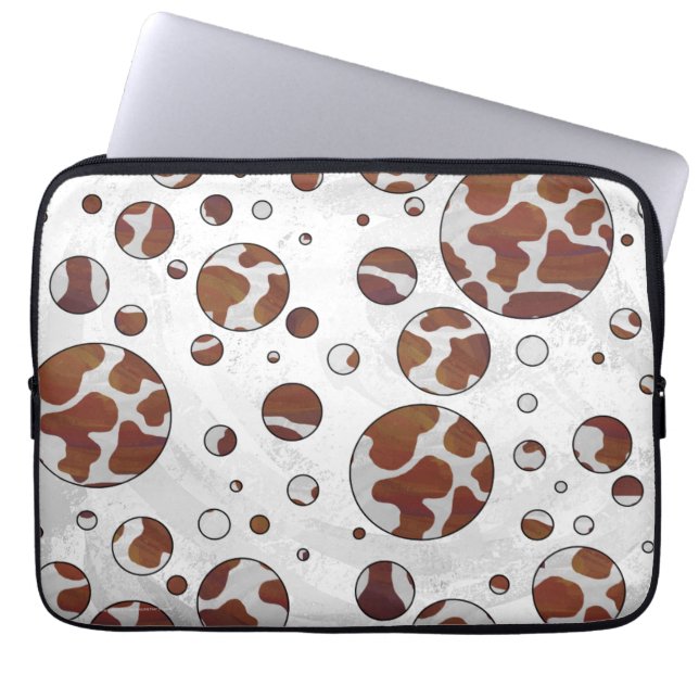 Polka Dot Koe Brown and White Print Laptop Sleeve (Voorkant)