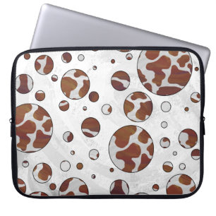 Polka Dot Koe Brown and White Print Laptop Sleeve