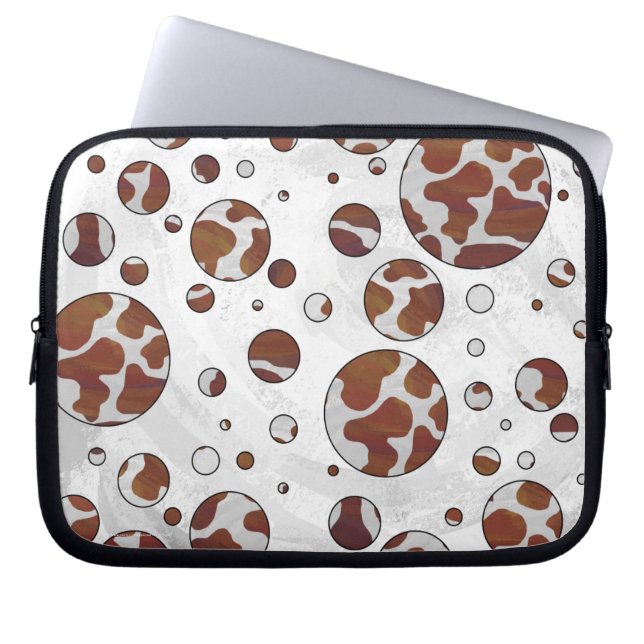 Polka Dot Koe Brown and White Print Laptop Sleeve (Voorkant)