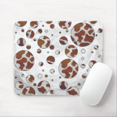 Polka Dot Koe Brown and White Print Muismat (Met muis)