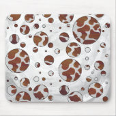 Polka Dot Koe Brown and White Print Muismat (Voorkant)